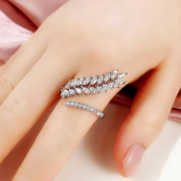 Stardust Whisper Ring – Silver Adjustable Ring with Marquise Crystals