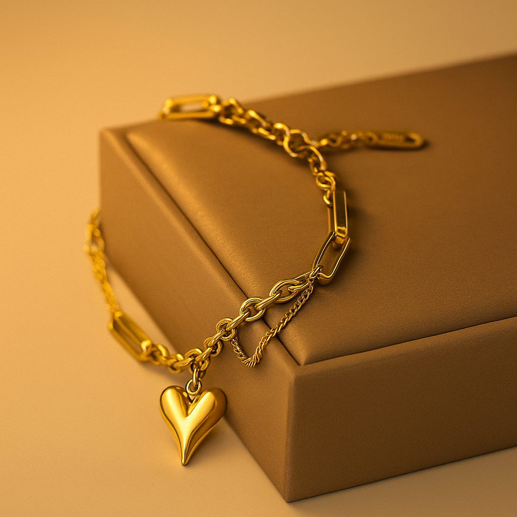 Golden Heartlink Bracelet